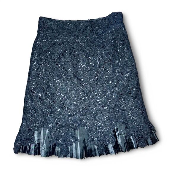 Anthropologie Leifsdottir Black Crochet Lace Pleated Pencil Skirt – Size 6 - Picture 1 of 4